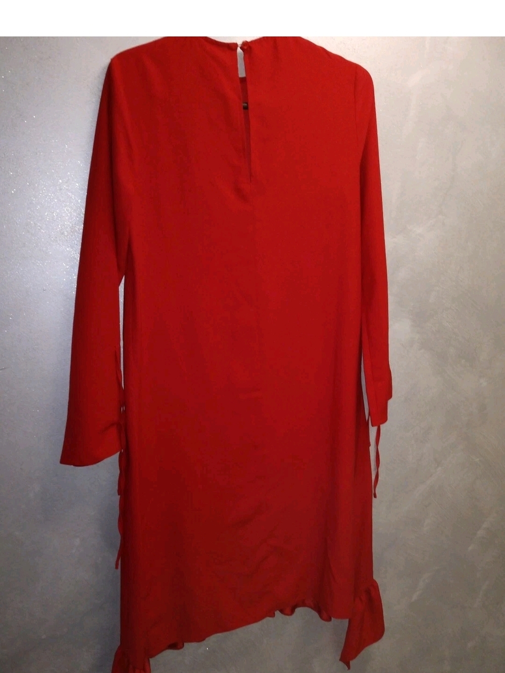 ASOS Red Round-Neck Ruffle Hem Dress - Picture 3 of 3